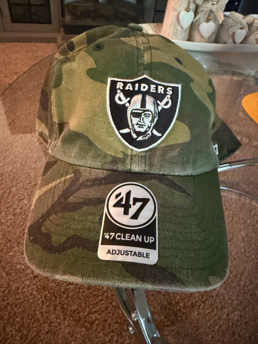 Raiders Camo Adjustable Hat in Green and Black